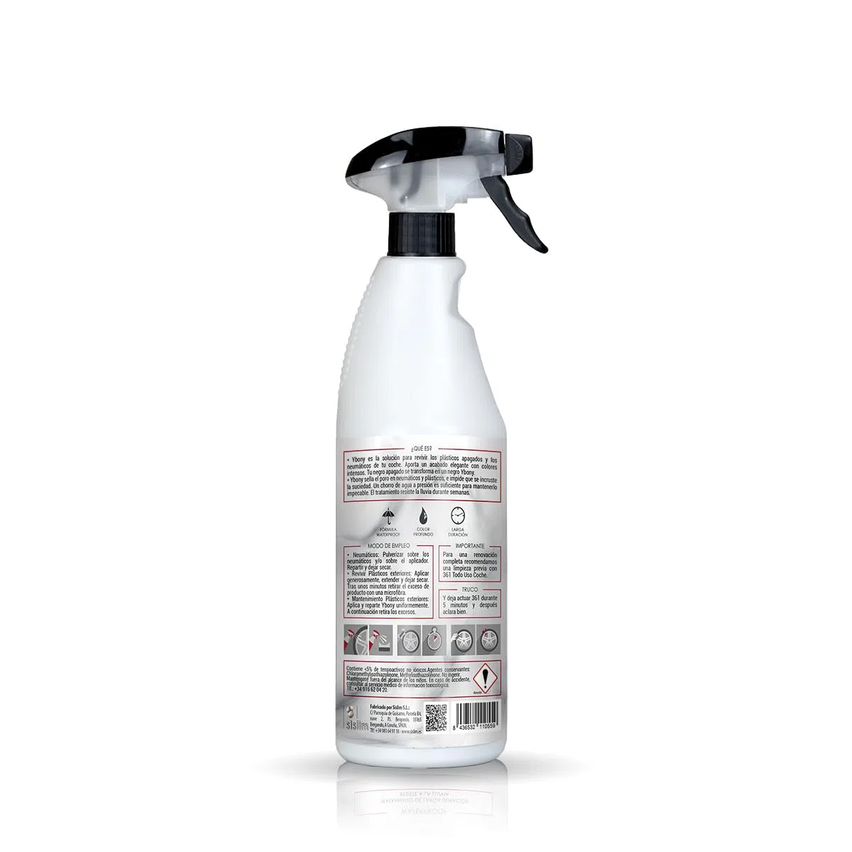 Sisbrill Ybony, Rénove, répare et restaure Les Plastiques détériorés ou blanchâtres - Ravive Les pneus - Apporte Un Ultra-Brillant - Résiste à la Pluie - 750 ML + 1 applicateur