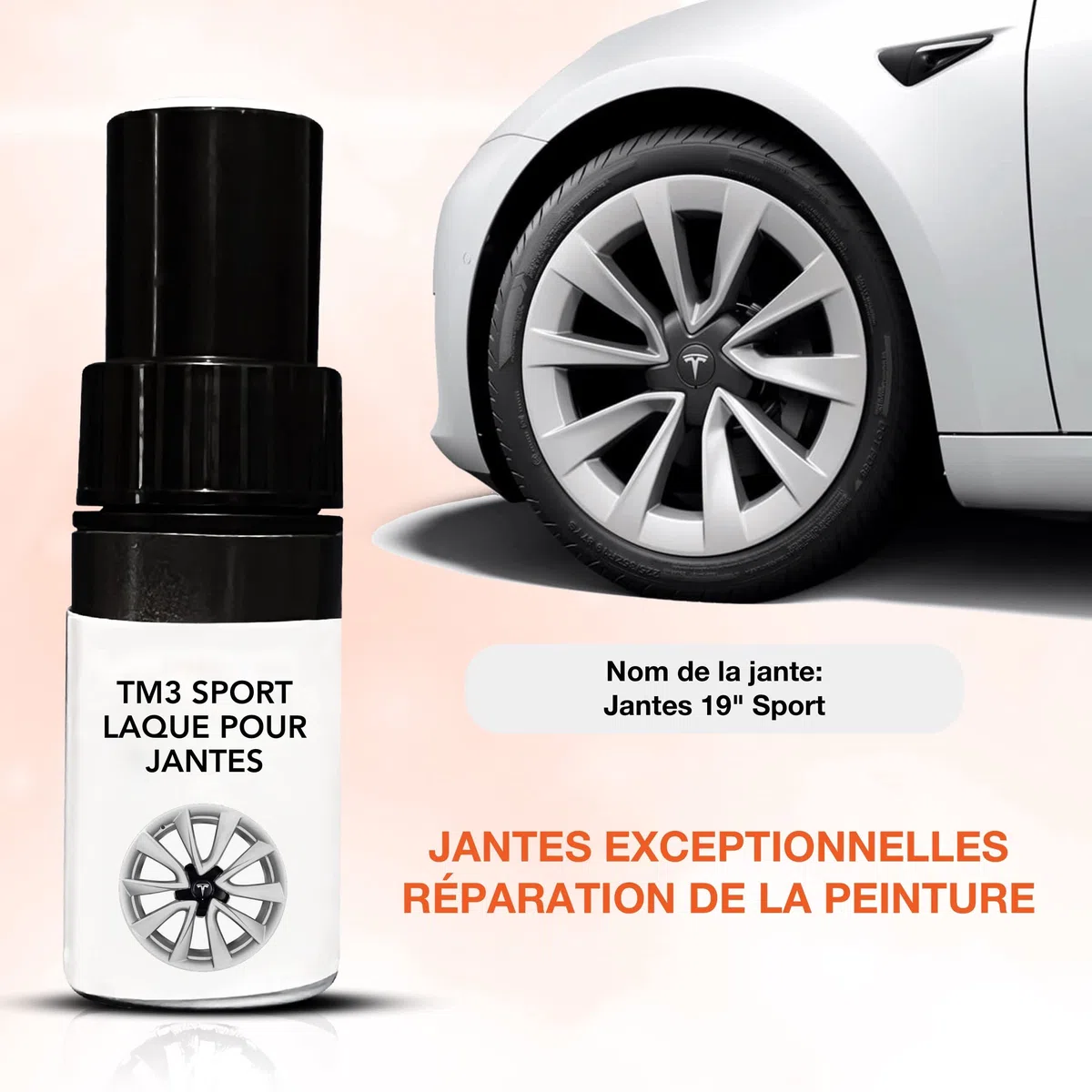 ev-goodies.de Pinceau de peinture pour jante Tesla Model 3 19" Sport