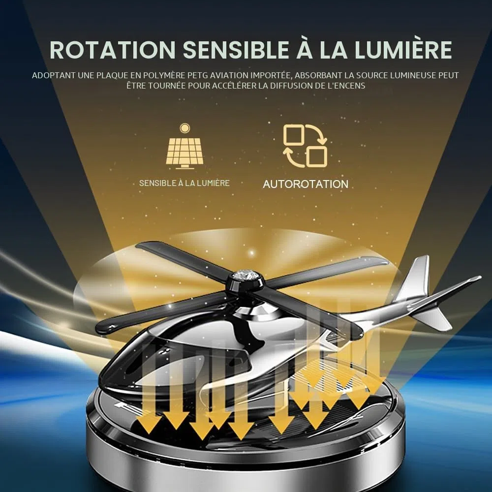 Diffuseur Énergie Solaire D’Arôme Hélicoptère Rotatif Voiture Puissant Élimination Odeurs Maison
