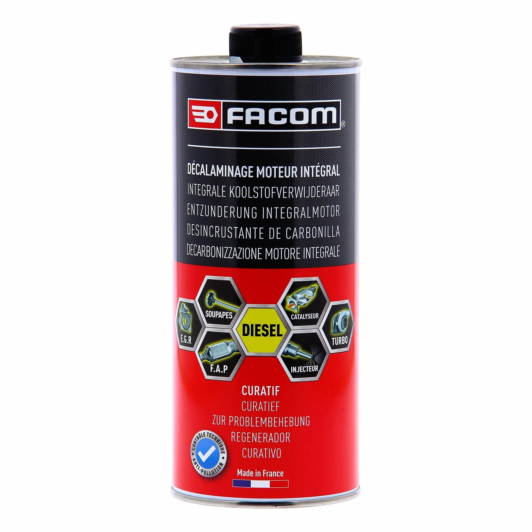 FACOM 006025 Décalaminage Moteur Intégral Diesel, décrassant moteur-CURATIF- Nettoyage vanne EGR, turbo, catalyseur et filtre à particules, 1L