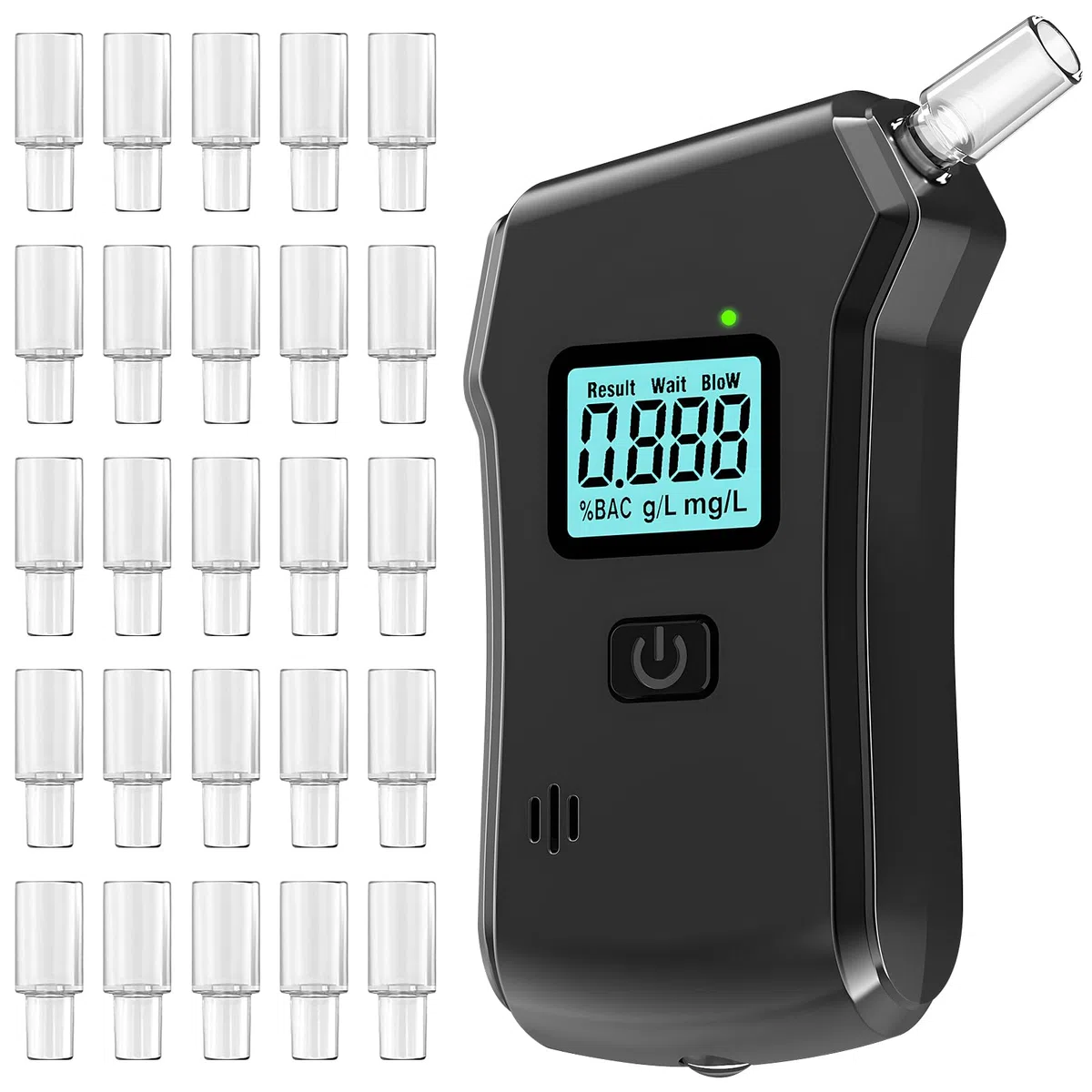 Alcootest Professionnel,Testeur d'alcool Professionnel,Alcootest Ethylotest Electronique,avec Écran LCD numérique et 25 Embouts,pour Usage Personnel et Professionnel