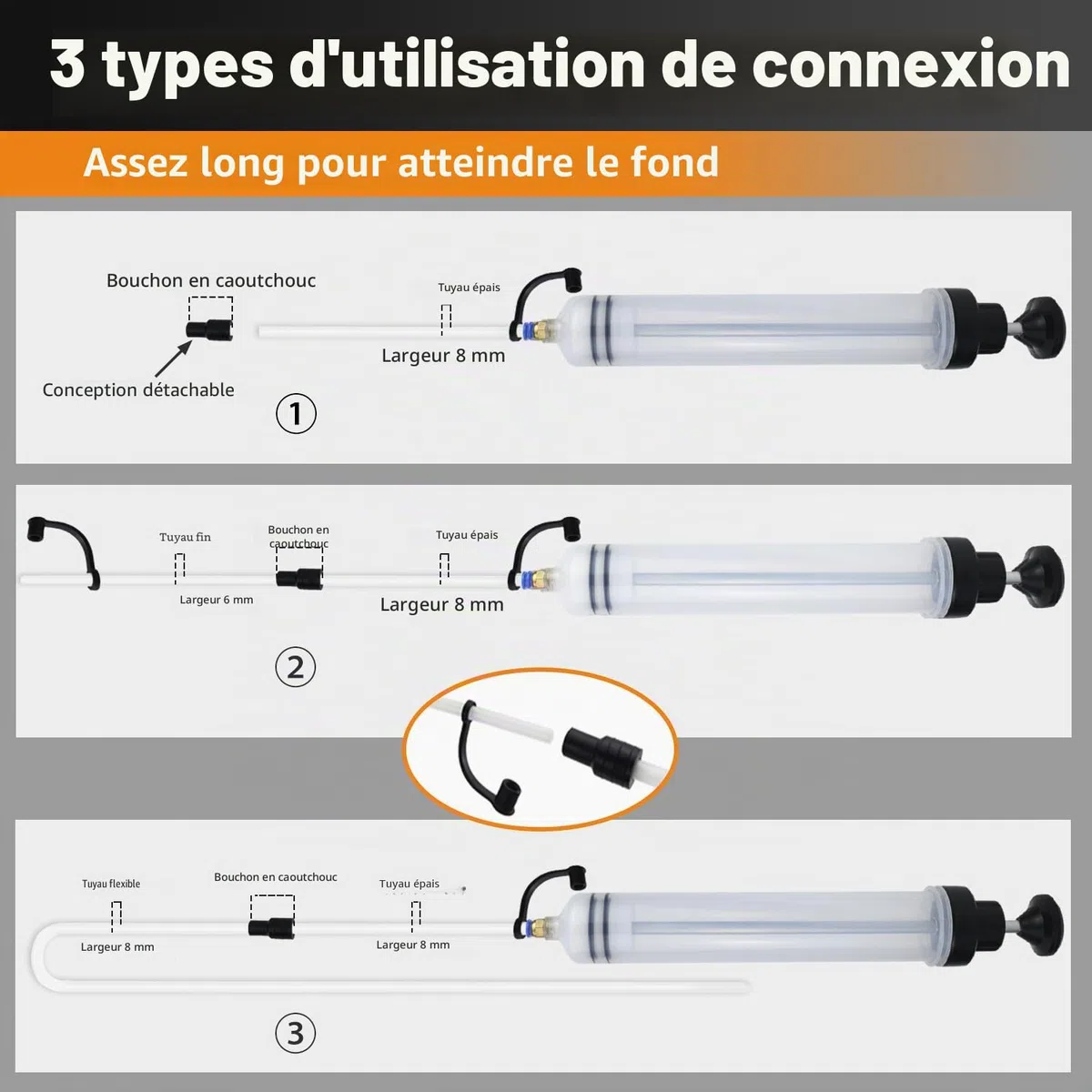 500 ml Seringue D'aspiration D'huile, Pompe à Huile Manuelle Seringue Huile avec Tuyau pièce à injecter Huile Boite de Vitesse, compatible avec les Huiles Moteur, de Frein et de Transmission