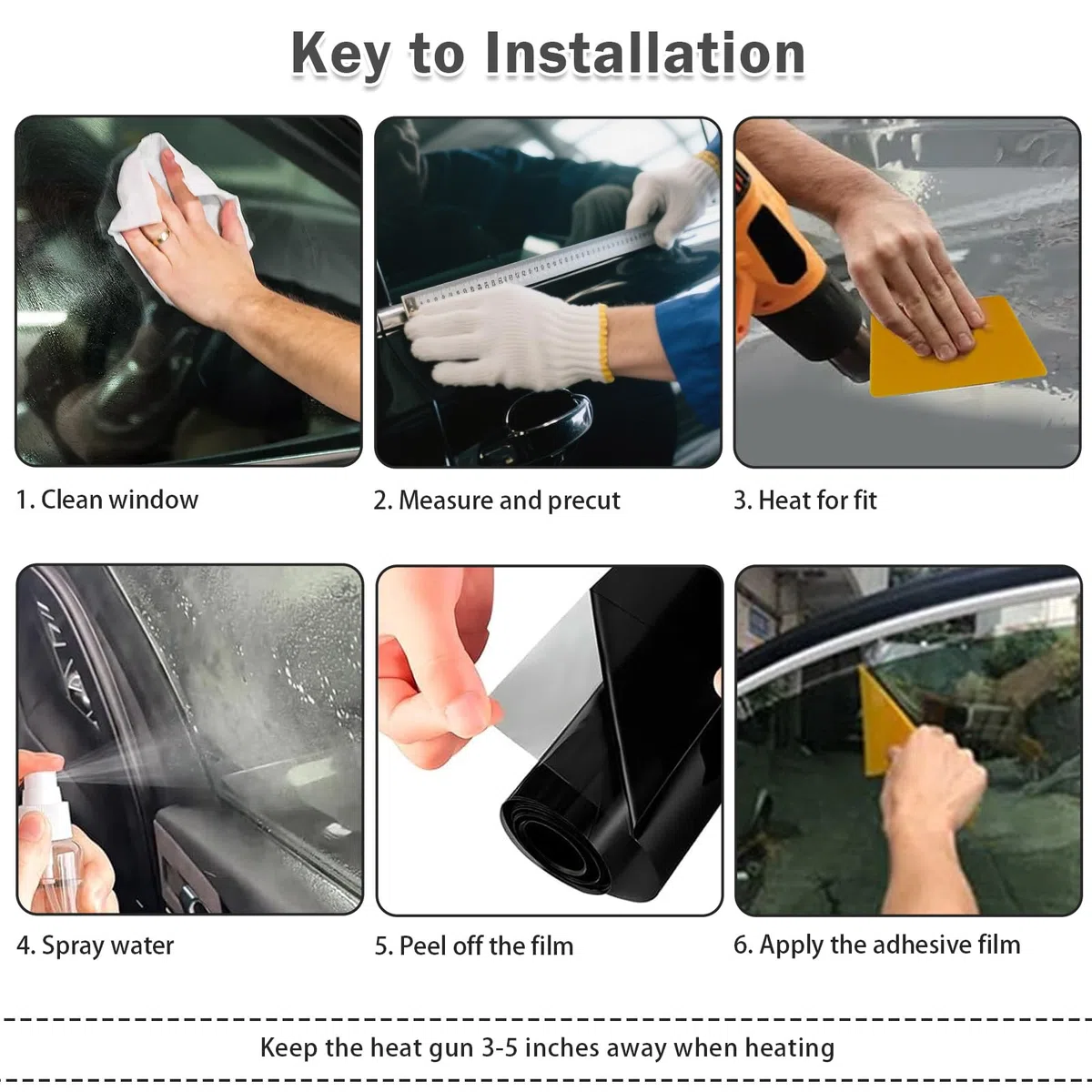 Film teinté pour vitres de voiture - Film teinté autocollant pour vitres de voiture - Film de protection contre les rayures - Bloque les rayons UV/IR - Chaleur et éblouissement - 35 % VLT
